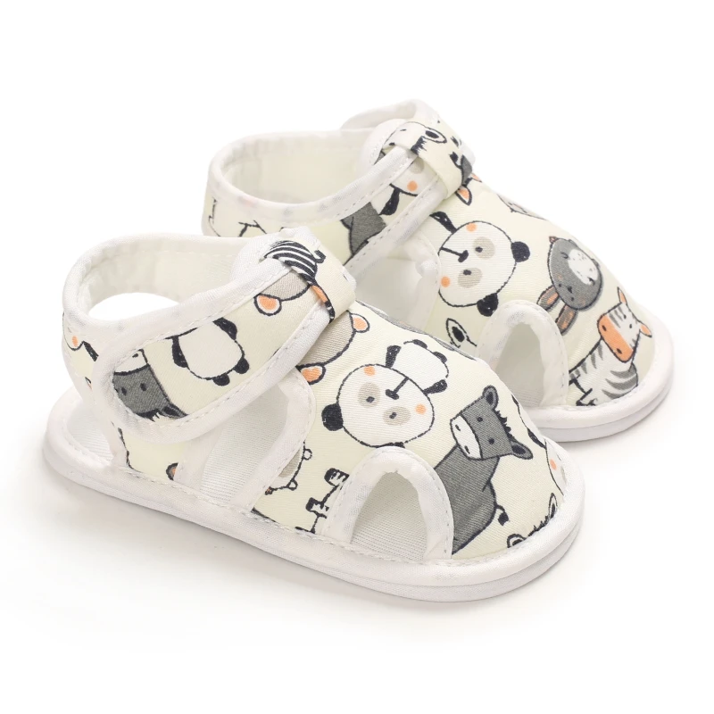 Baby Shoes Boys Girls Cute Bear Animal Print Sandals Cotton Soft Sole Newborn Walker Toddler Shoe