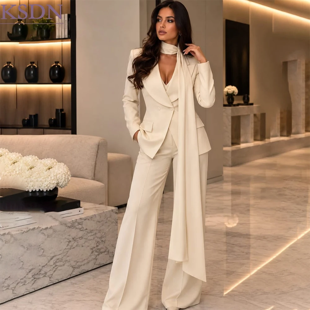 High Quality Double Breasted Women's Suits Fashion Slim Fit 2 Piece Jacket Pants Sets Customized Office Lady Female Clothing