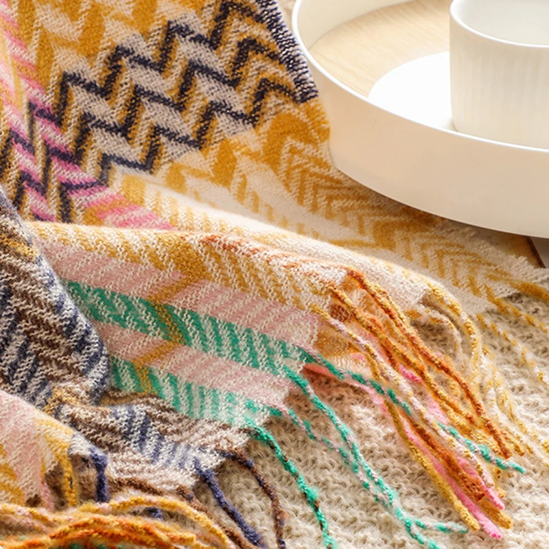Bohemian Plaid Sofa Blanket Summer Knitted Comfortable Soft Blankets for Bed Sofa Cover Bedspread Office Nap Blanket