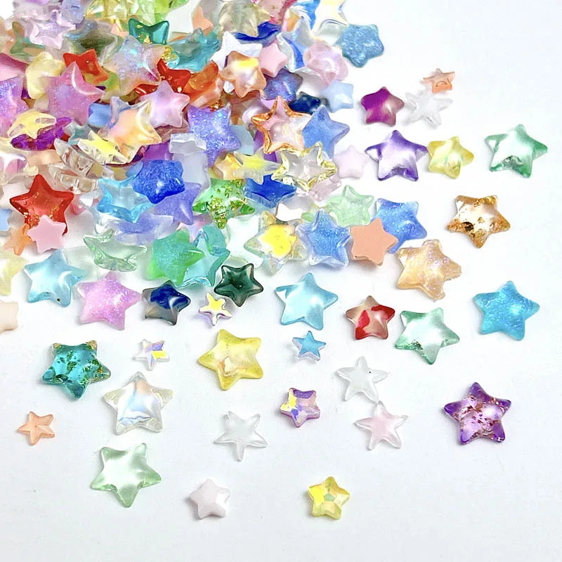 50PCS 3D Acrylic Nail Art Star Charms Parts Flatback Rhinestone Accessories For Nails Decoration Manicure Supplies Material Tool