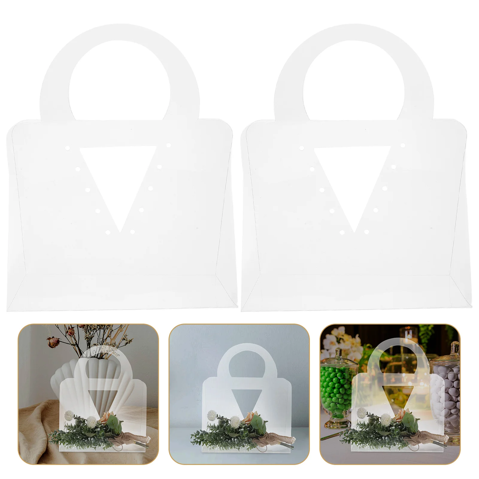 

4pcs Flower Bouquet Gift Bags Florist Bouquet Bags with Handles Clear Flowers Bouquet Bags