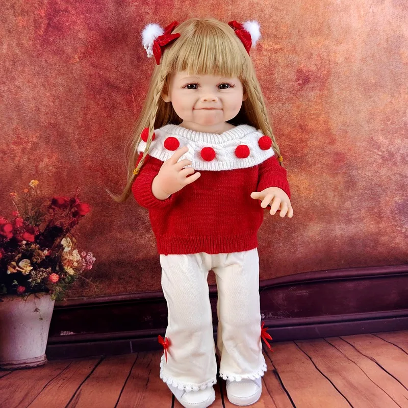 55cm Pinchable Reborn Doll Girl Children Bathing Companion Washable Toys Simulation Baby Doll Toddler Christmas New Year Gift