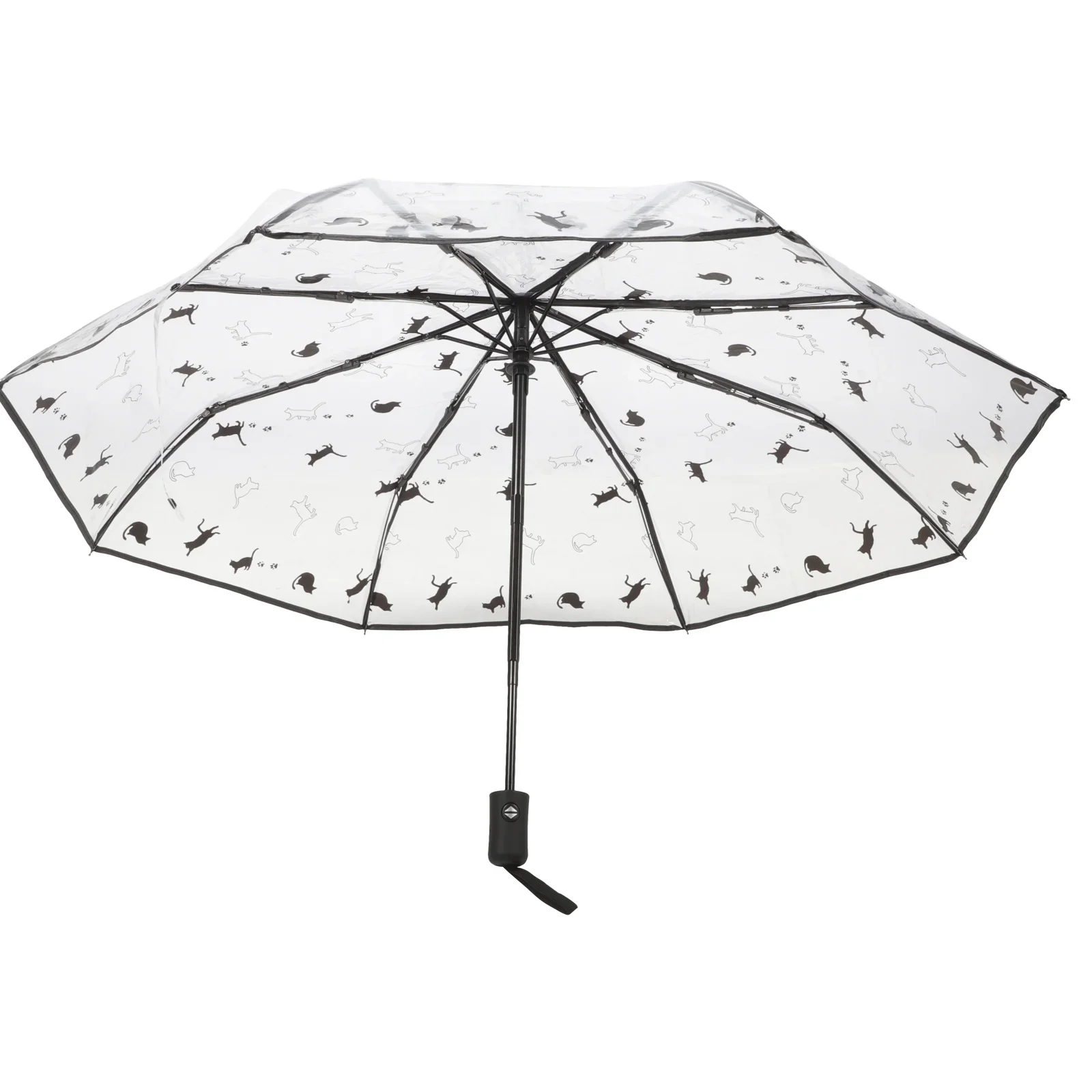 Clear Folding Umbrella Compact Transparent Automatic Travel Rain Gear Backpack Student Lightweight Windproof Rainproof