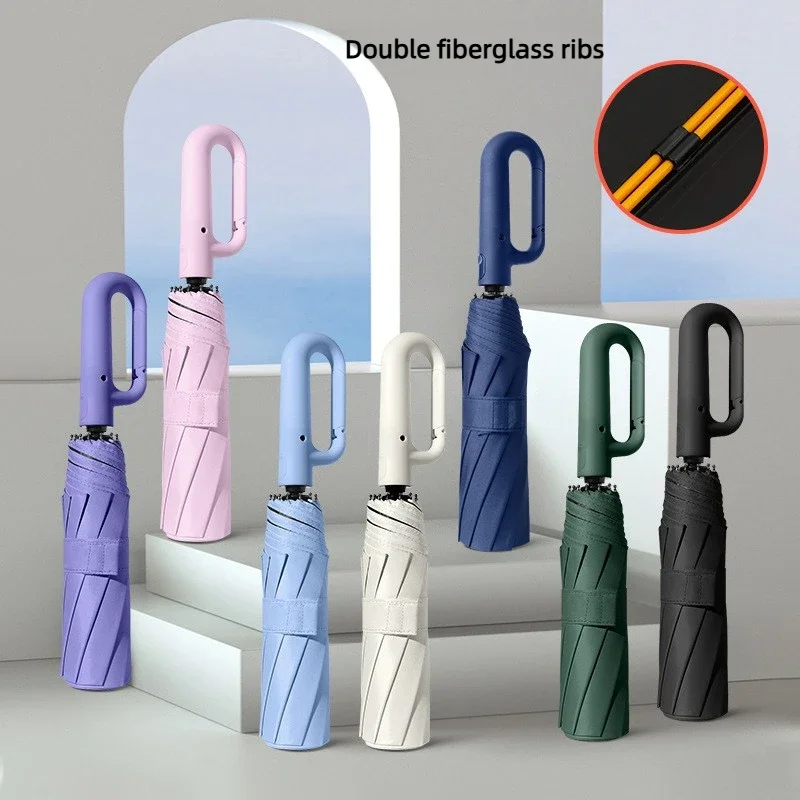 Ring Buckle Design 20 Rib Fully Automatic Umbrella for Men Folding Extra Large Strong Women's Sunshade Double Umbrella