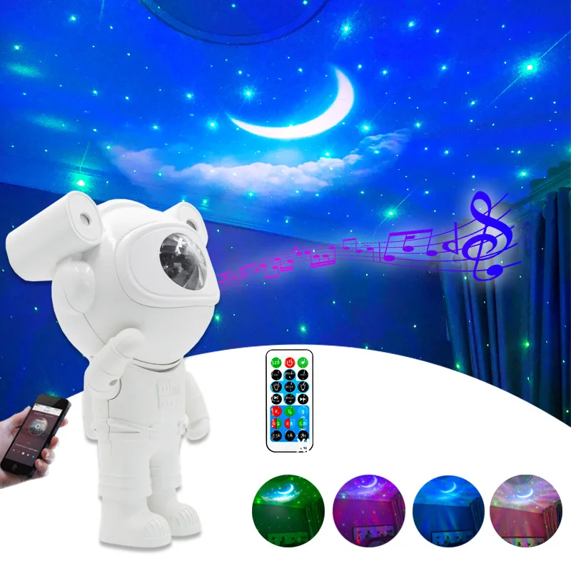 Galaxy Projector Astronaut Star Lamp with Bluetooth Speaker Nebula Moon Ceiling Sky Night Light Remote Timer Kids Room Decor