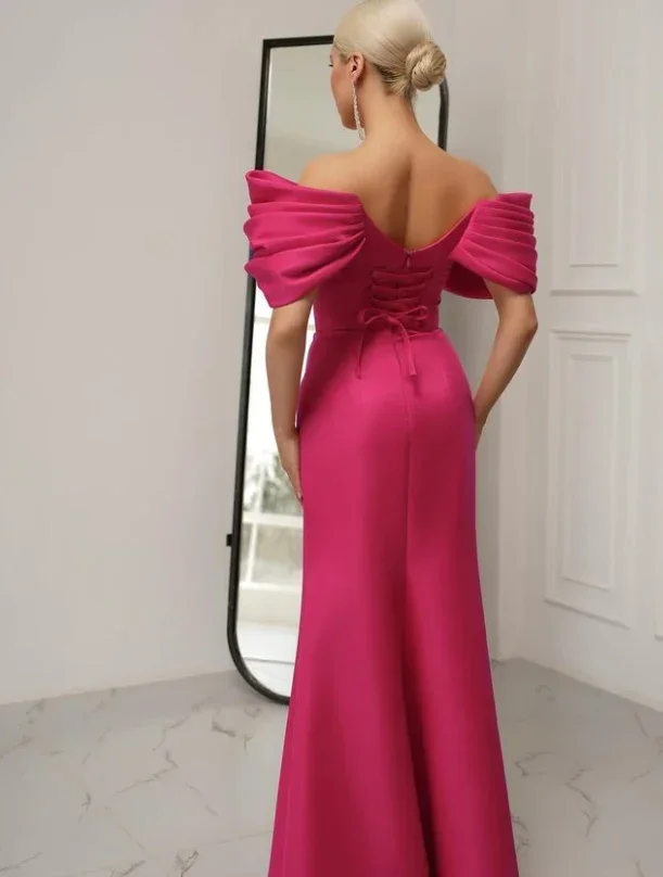 Robe longue à col bateau pour femme, robe de soirée personnalisée, simple, plissé en jersey, tempérament, ligne A, classique, haute qualité