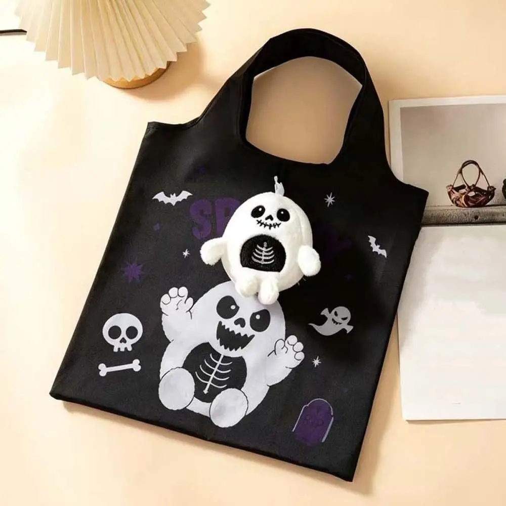 Solid Color Halloween Grocery Tote Mini Space-Saving 2-in-1 Bag Charm Pouch Case Tear-Resistant Cartoon Pocket Handbag