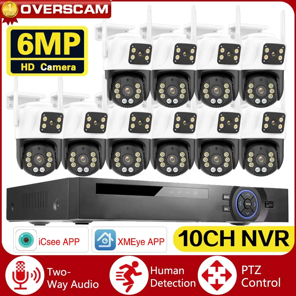 

10CH 8MP 4K NVR Security Wifi PTZ Camera CCTV System Home Video Surveillance Kit Auto Track 2-Audio Record Outdoor Ip Camera Set