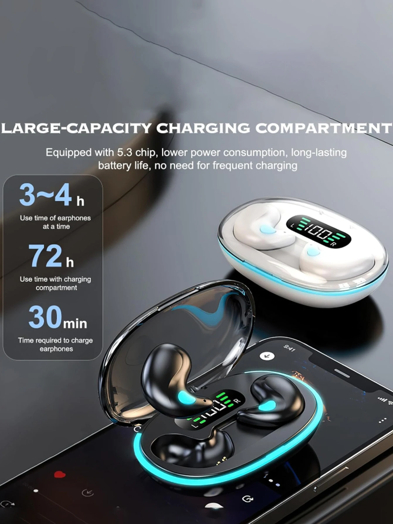 睡眠用イヤホン、横向き寝用Bluetoothイヤホンとしても着用可能、高音質通話ノイズリダクション、高忠実度ステレオ