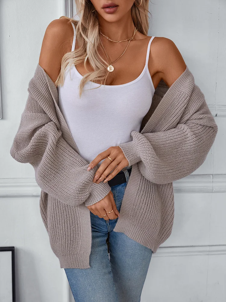 Miyouj 2024 New Long Cardigan Knitted Women's Long Sleeve Single Breasted Sweater Solid Color Autumn Winter Thick Cardigan Coat