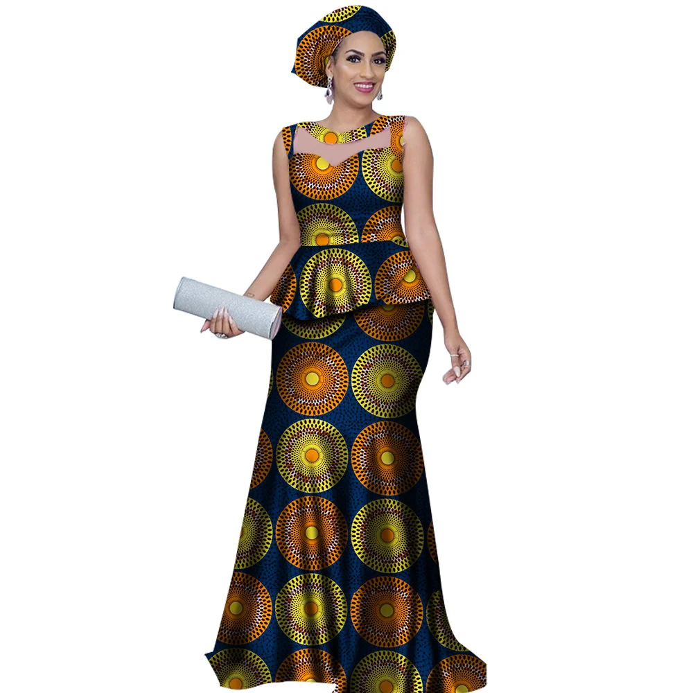 Plus Size Luxury African Dress for Women Elegant Lady Evening Dresses Top+ Skirt 2 pc Set Sexy Female Wedding Party Bodycon Gown