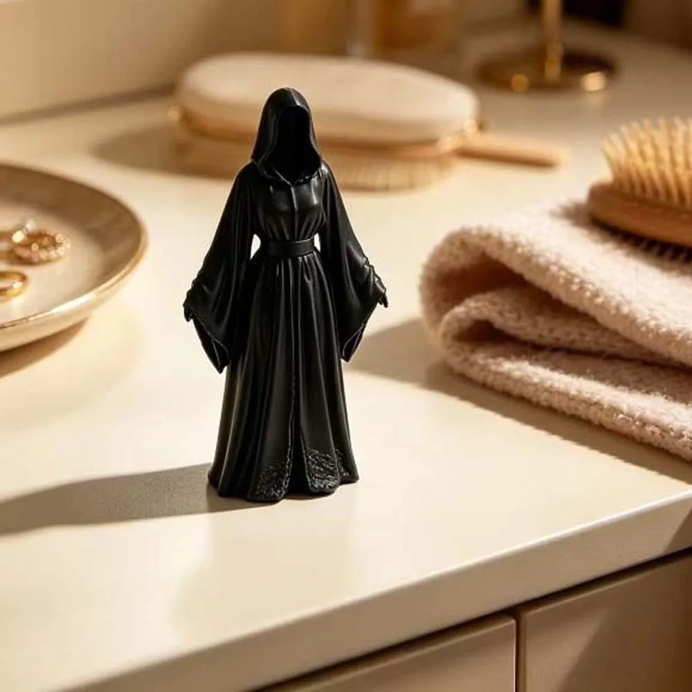 3D Printed Halloween Grim Reaper Miniature Size Matte Finish Gothic Witch Statue Lightweight Durable Retro Style
