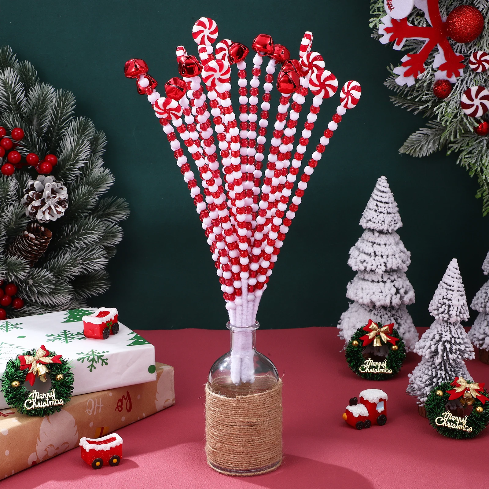 

20 Pcs Inflatable Christmas Candy Strip Decoration Ornaments Plastic Cane Theme