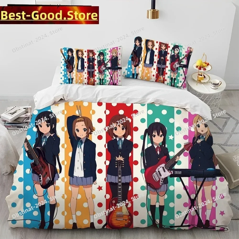 Top K-ON Cartoon Cute Lolita Kawaii Girls Bedding Set Printed single Comforter Duvet Cover Pillow Case 3 Pieces Kids Adult Size