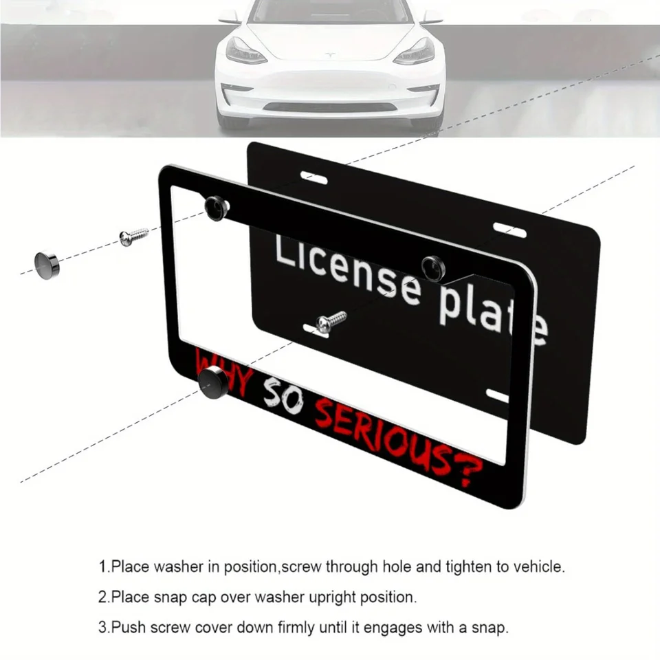 1pc Aluminum License Plate Frame,Joker Car License Plate Frame