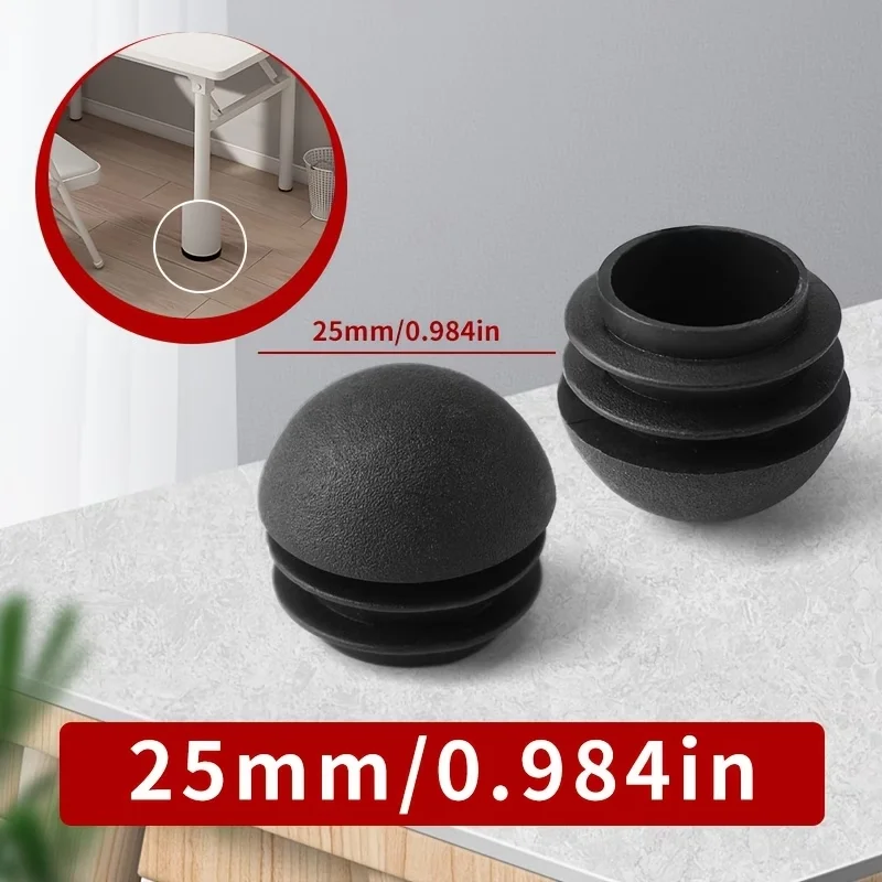 16Pcs Black Circular Plastic Plugs, Chair Leg Covers,  Furniture Pipe End Caps, Inserts for Table Legs, Tubing and Furniture