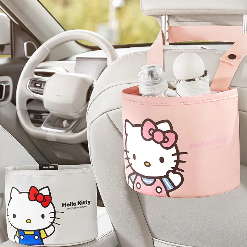 Sanrio Genuine Car Storage Box Hello Kitty Cartoon Seat Hanging Storage Bag Cute Car Decoration Supplies Accessories Gifts