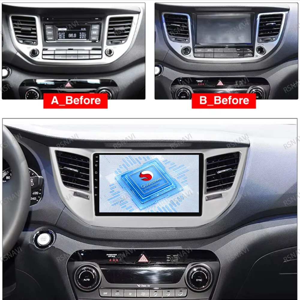 Android 15 Autoradio Für Hyundai Tucson IX35 3 2015 2016 2017 2018 Multimedia Drahtlose Carplay Auto Qualcomm QLED Navigation DSP – Detail 4