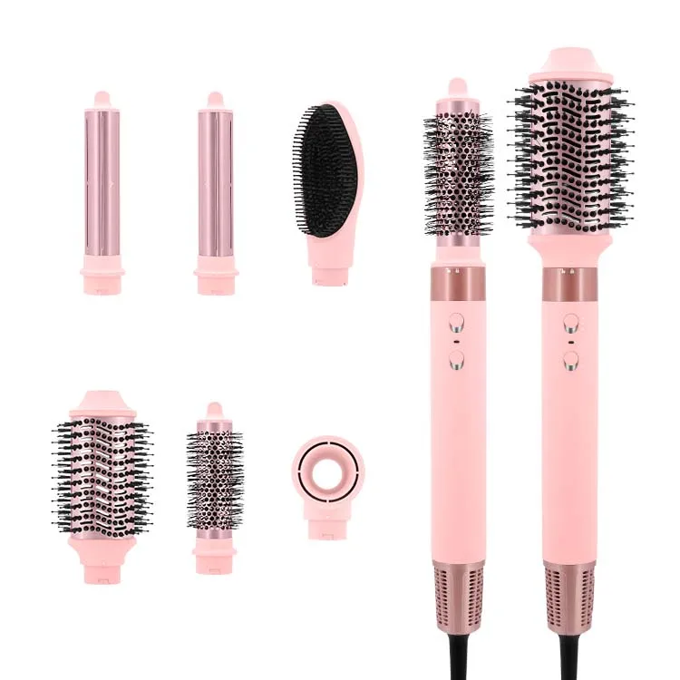 

6 in 1 Ptc Straightener Hair Curler Comb Volumizer Interchangeable Roller Hair Curling Wand Professional Hair Curler