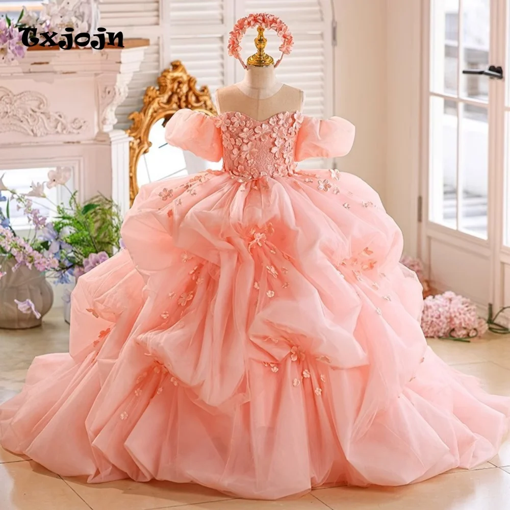 High-end Girl's Formal Ball Gown Flower Girl Princess Dress Toddler Teens Child Vestido Wedding Party Birthday Clothes 1-14Y