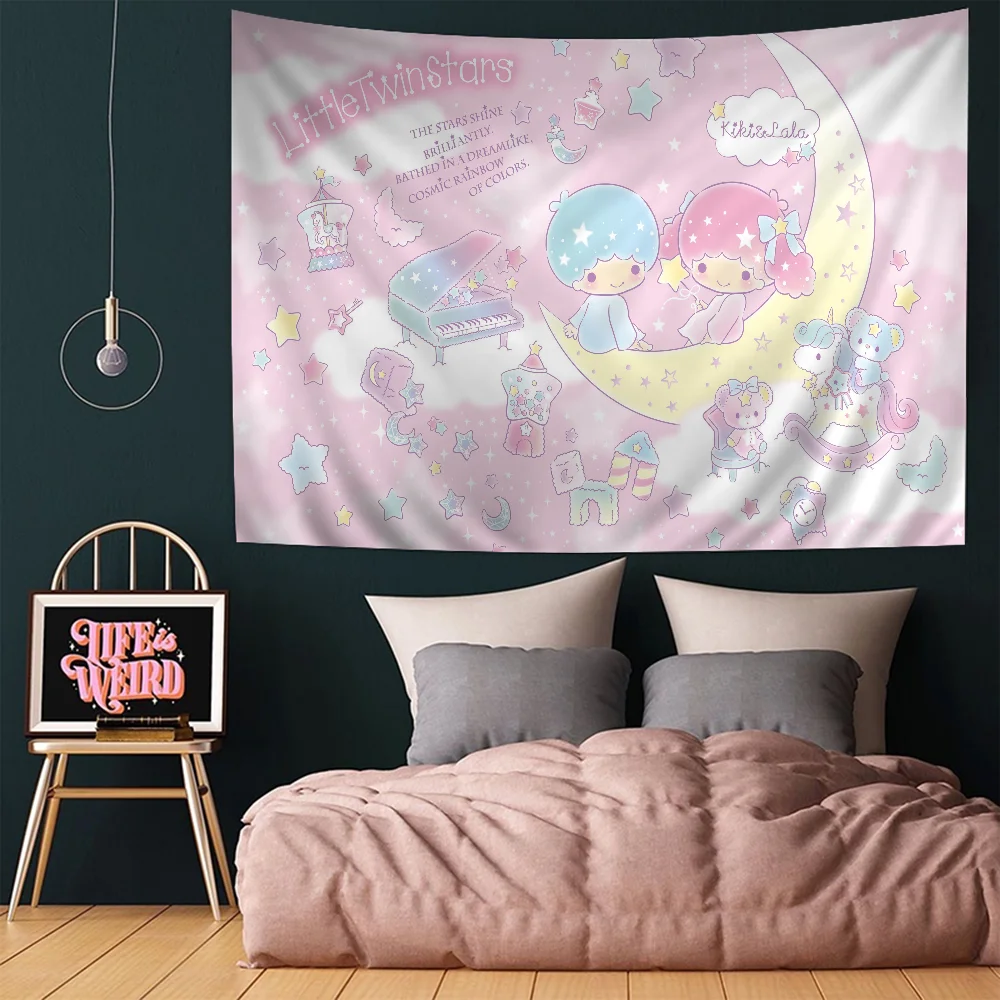 Little Twin Stars Printed Large Wall Tapestry Hanging Tarot Hippie Wall Rugs Dorm Art Home Decor