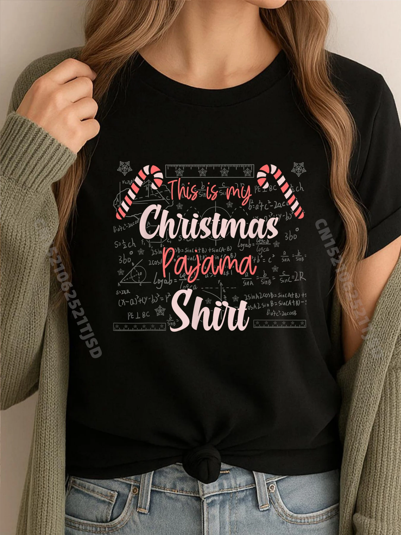 

Математическое уравнение Рождественский учитель This Is My Christmas Пижама Кремовая футболка Мужские футболки