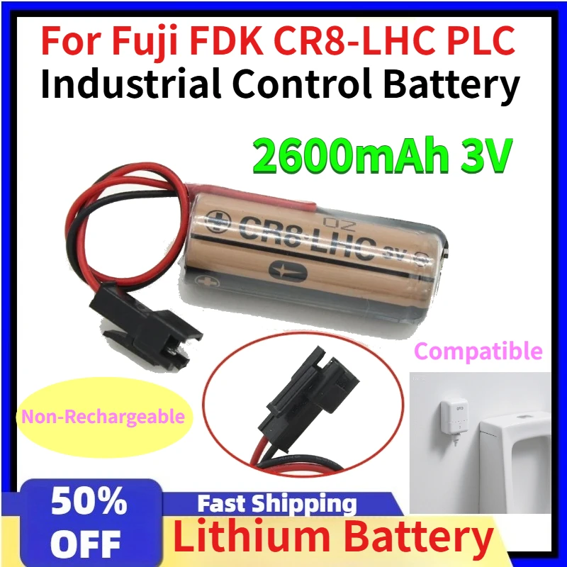 

2600mAh CR8.LHC 3V Lithium Battery for Fuji FDK CR8-LHC PLC Industrial Control Battery (3.0V, 2.6Ah, Non-Rechargeable)