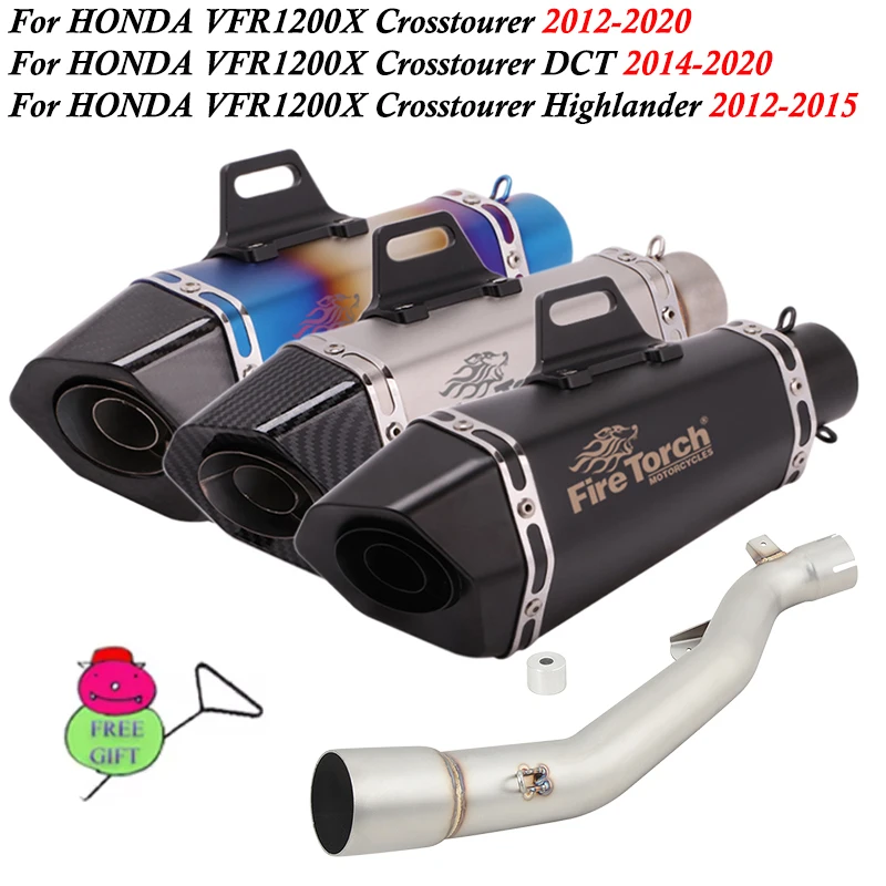 

Slip On For Honda VFR1200X Crosstourer DCT Highlander 2012 - 2020 Motorcycle Exhaust Escape Link Pipe 51mm Carbon Fiber Muffler