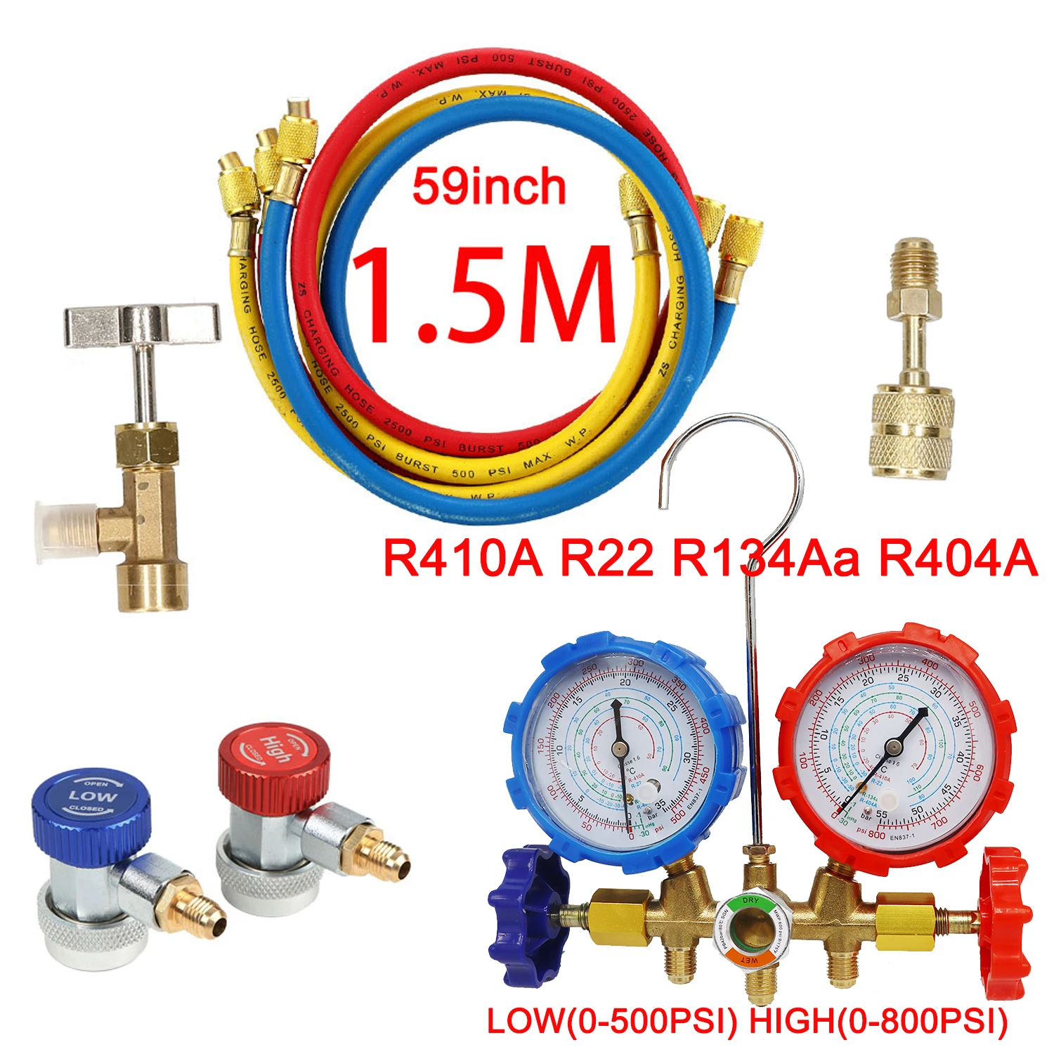 R404A R134a AC diagnostyczny zestaw mierników z rurkami rozgałęźnymi klimatyzacji czynnik chłodniczy z ciśnieniem fluorowym Tester miernika