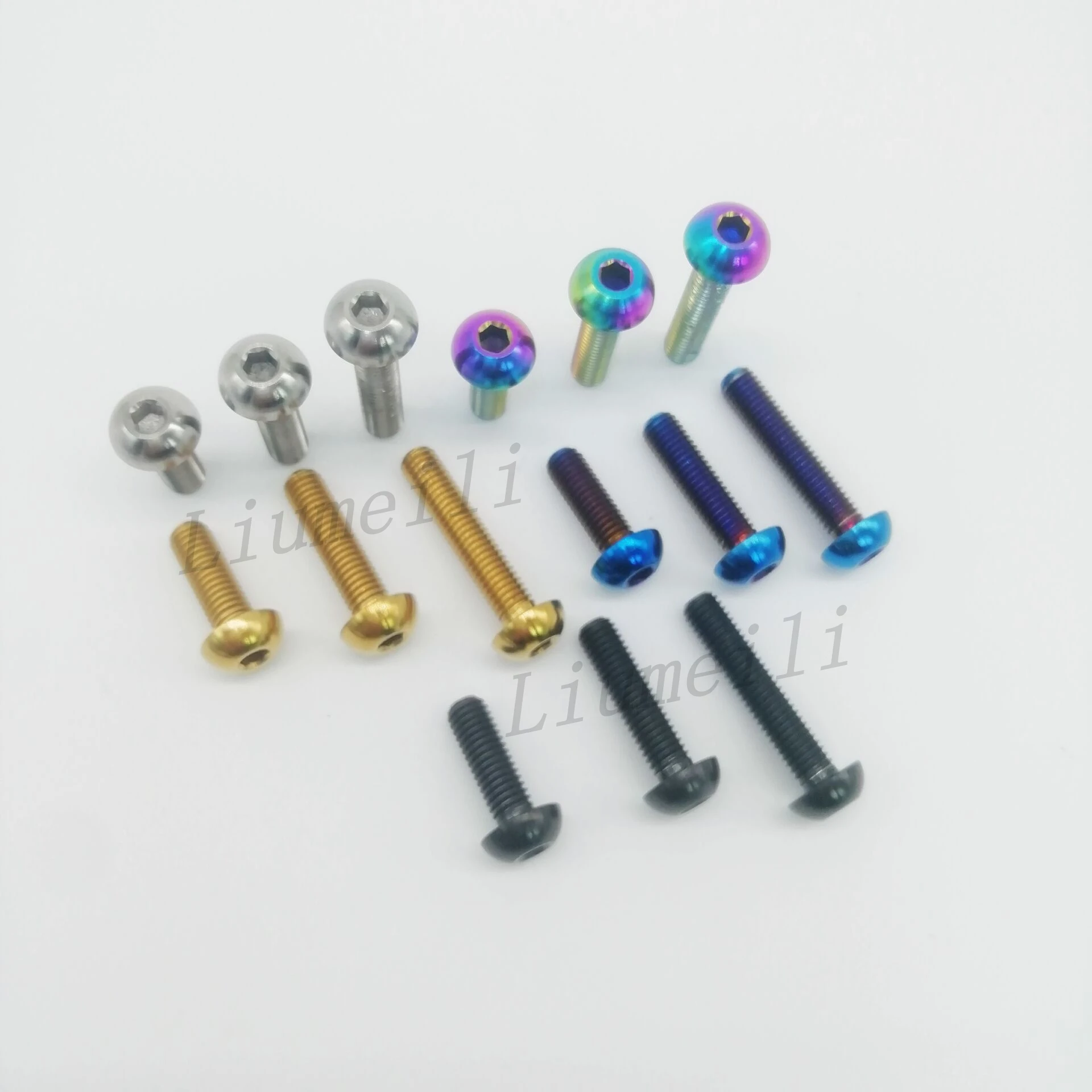 VeumeExistant Titanium Ti Bolts, M5, M6, M8X15, 20, 25mm, Key, Allen Button Head, Bicycle Motorcycle Fiosphscrews