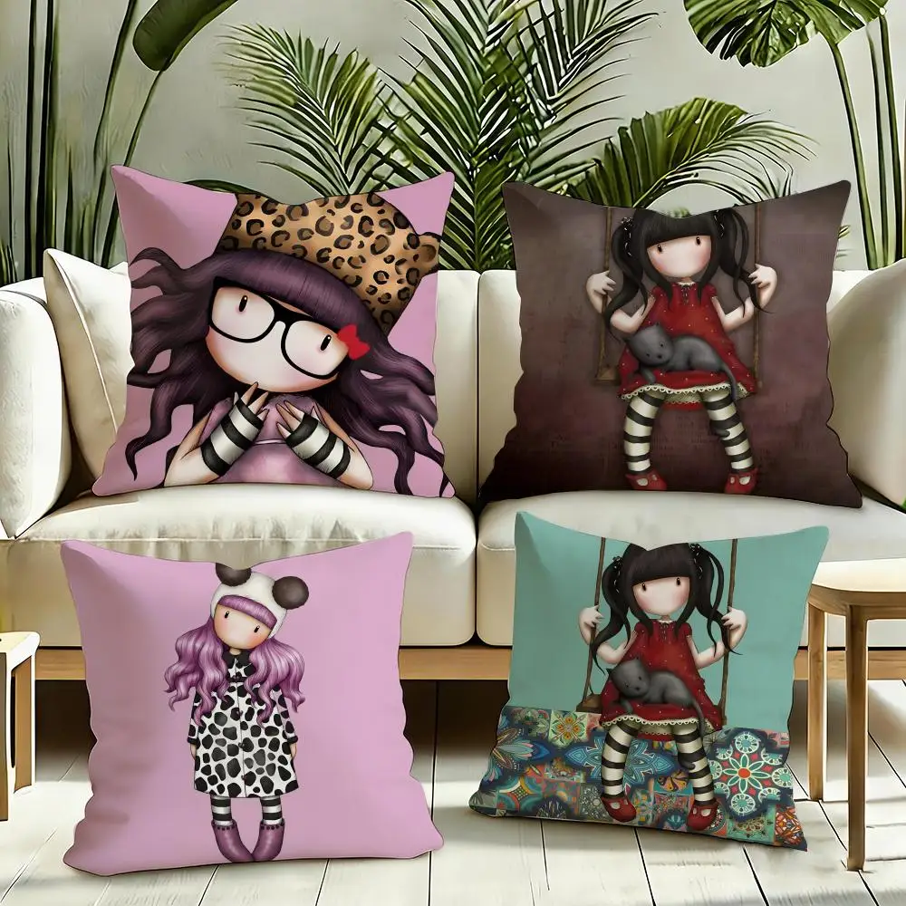 Suzanne Woolcott santoro Gorjuss Cushion Cover Reversible Plush Pillow Cover Soft Fluffy  Home Decor for Sofa Bedroom