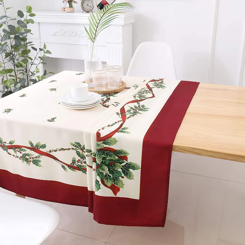 Christmas Style Waterproof Table Towel Printed Tablecloth Home Kitchen Restaurant Table Decoration Wedding Waterproof Tablecloth