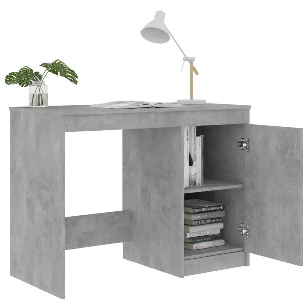 39.4x19.7 Concrete Gray Desk - Durable Engineered Wood, Modern Design for Home & Office