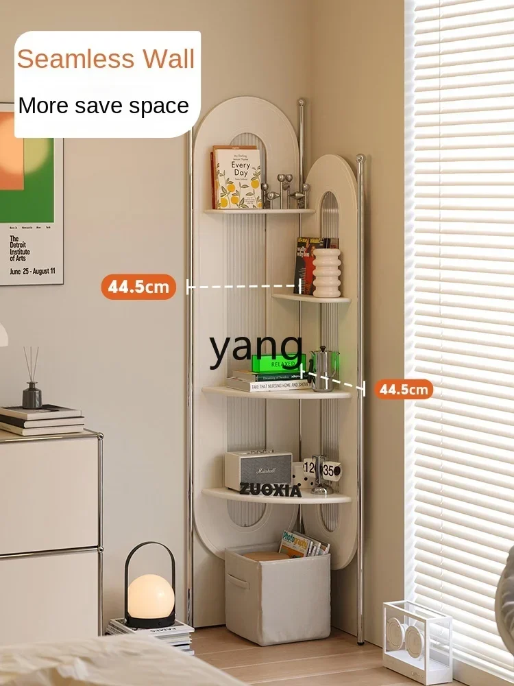 XYY mousse corner rack cream wind solid wood bookshelf living room floor shelf