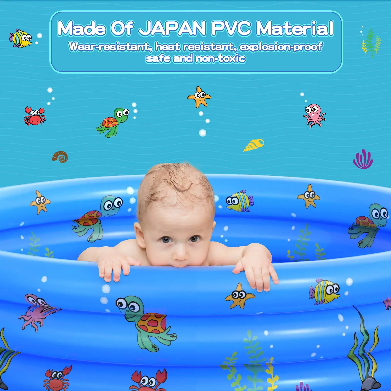 

Inflatable Baby Swimming Pool With Air Pump Round Portable Toddler Splash Play Center Backyard Garden Kids Water Toy 100cm New