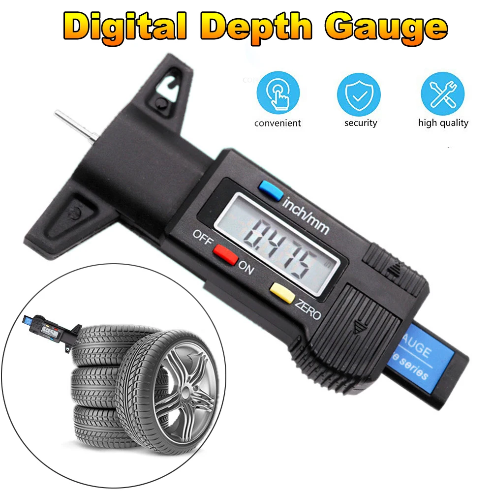

Digital Depth Gauge Caliper Tread Depth Gauge LCD Tire Tread Gauge for Car/Vehicle Tire 0-25mm Measuring Tool Car Tyre Repair