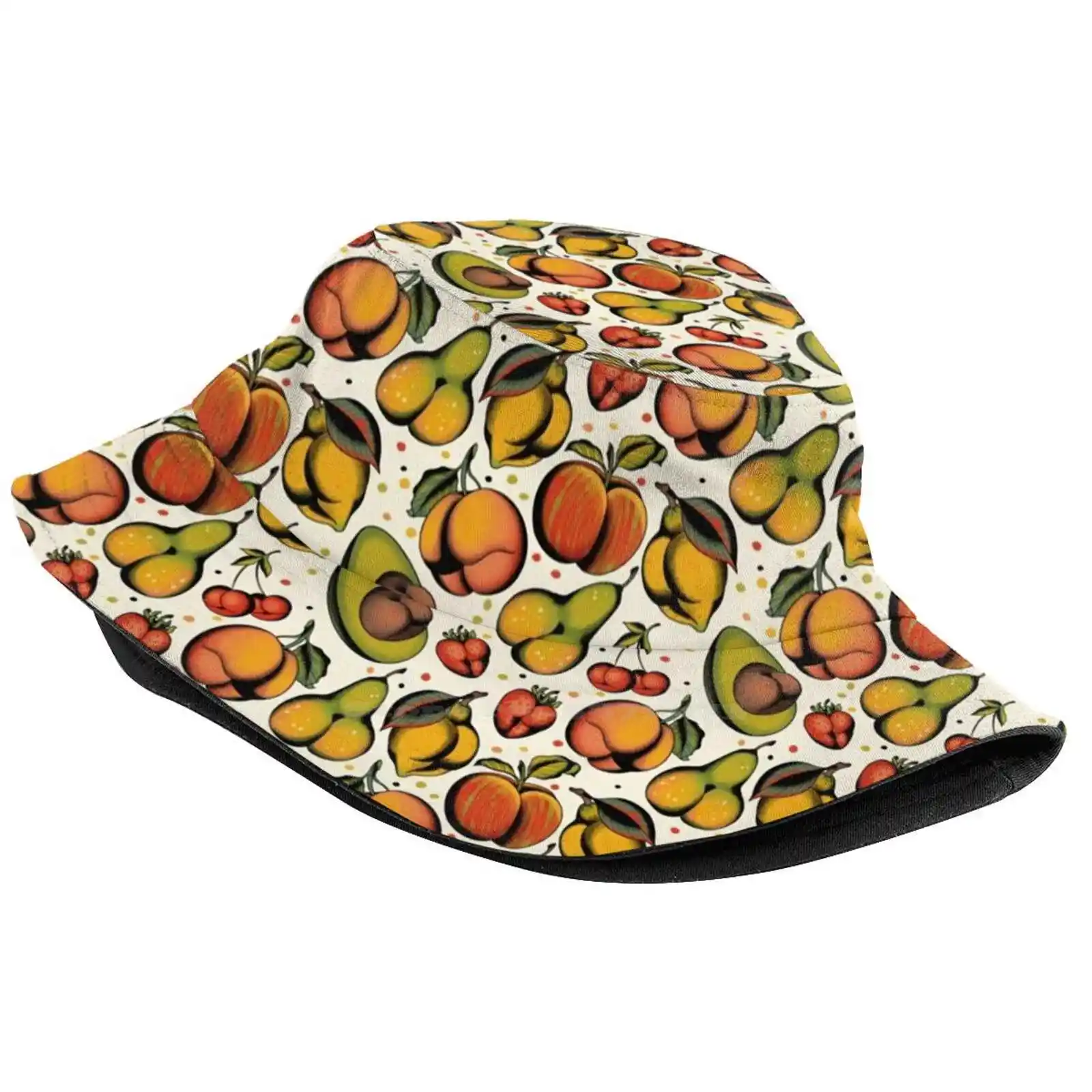 Tutti Frutti , Sexy Fruits Tattoo Flash Bucket Hat Beach Tourism Hats Breathable Sun Cap Fruits Sexy Summer Butt Bootylicious