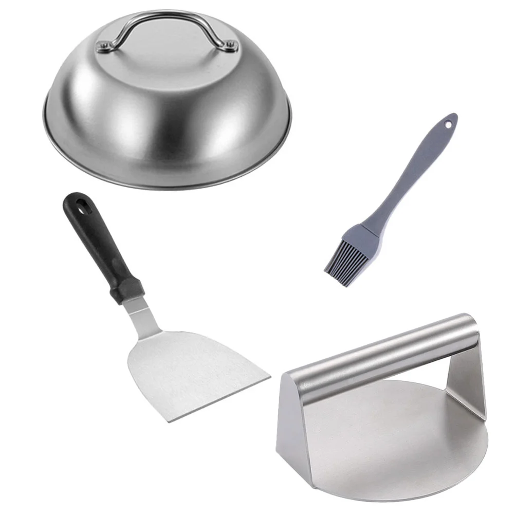 

Griddle Accessories Kit Home Pressing Meat Tool Handle Burger Patty Maker 4 Piece Set