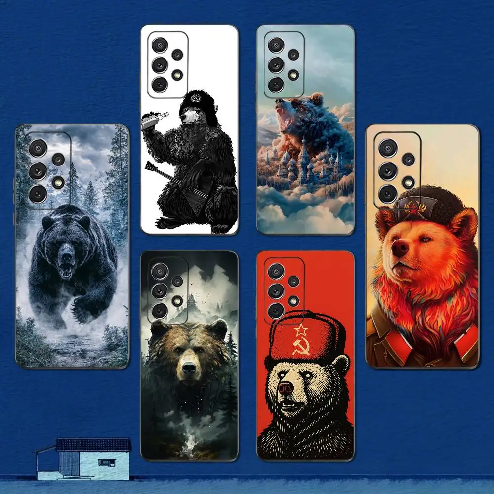 

Russian Art Bear Phone Case For Samsung S22,S21,S20,S10,S9,S25,S24,S23,Ultra,FE,Plus,Lite,Soft Silicone Black Cover