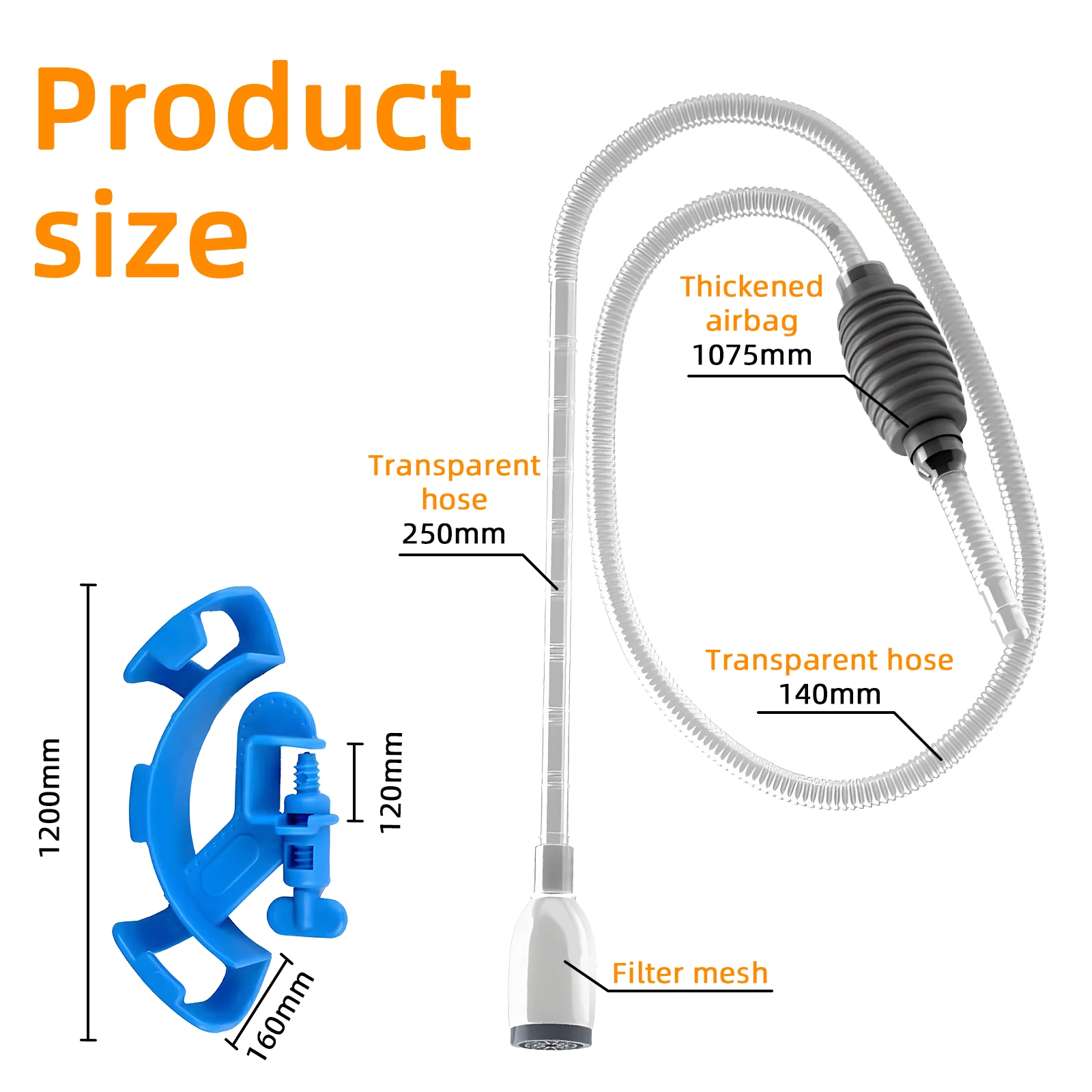 Wolinpet Aquarium Siphon Vacuum Cleaner for Fish Tank Cleaning Gravel & Sand