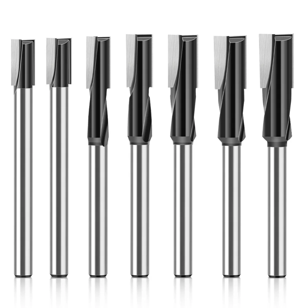 12mm Shank Straight Router Bit Double Flute Carbide Milling Cutter Woodworking Grooving Cutting Bit for CNC Router