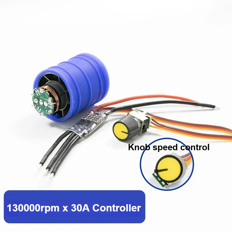 DC 7.4V/12V Mini BLDC Brushless Motor with Drive 130000rpm Ultra-high Power Speed Aluminum Alloy Impeller Turbo Ducted Fan DIY