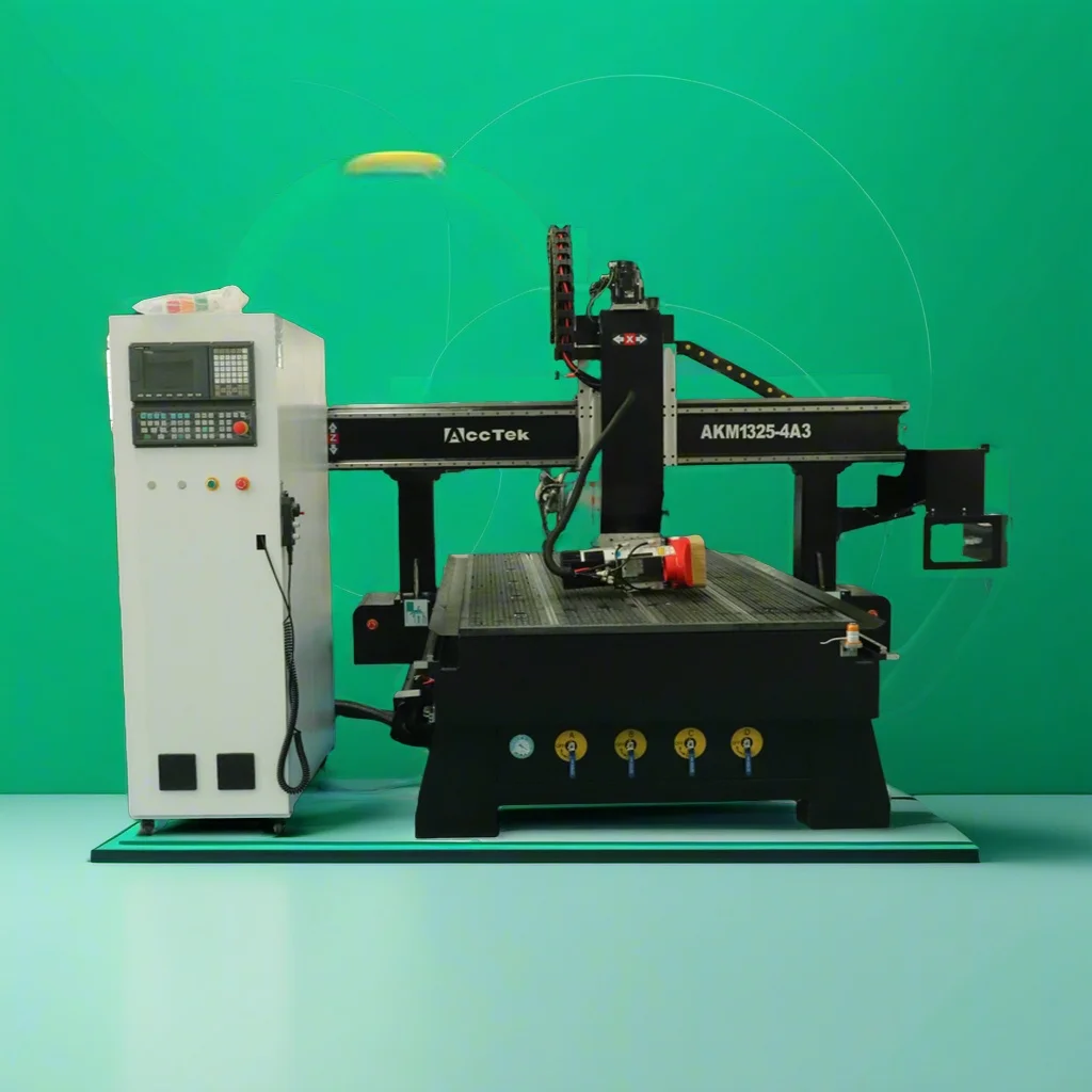 ACCTEK AKM1325-4A 4 Axis CNC Router with 180 Degree Swing Spindle Wood Engraving Cutting Machine for 3D Carving Furniture MDF