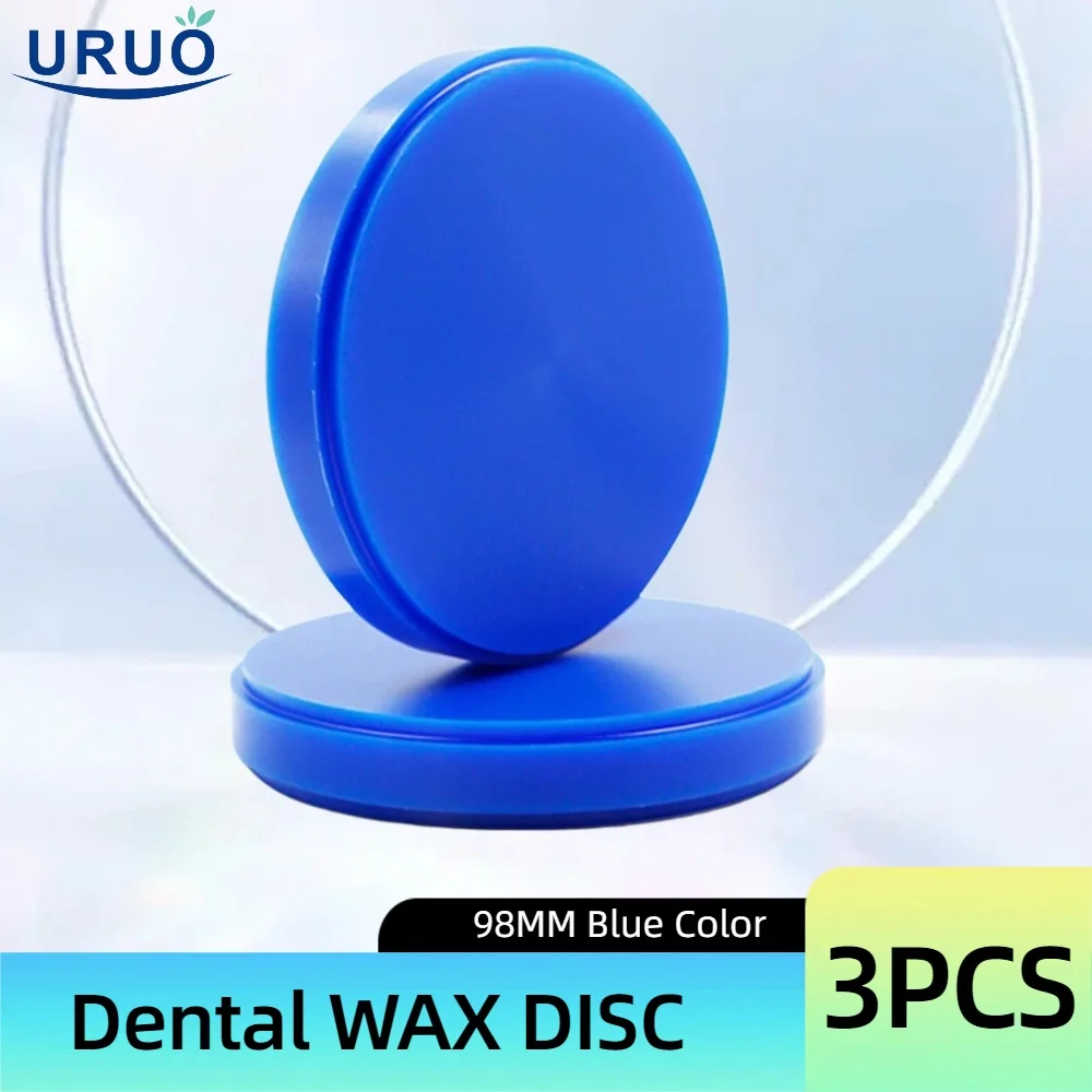 3PCS/lot Dental WAC Disx 98mm Denture Lab Materials for Casting Blue Color Wax Block 98*10-25mm