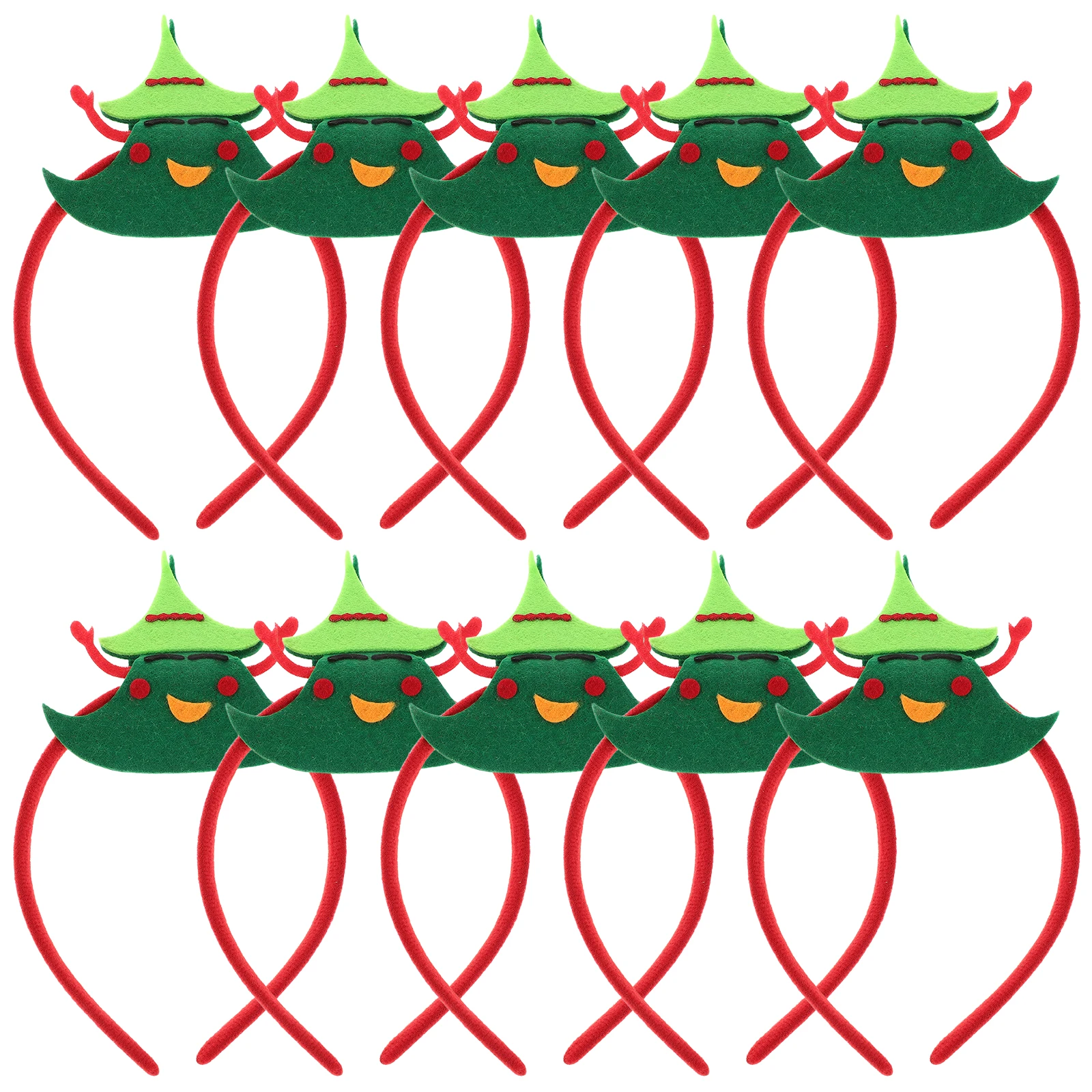 

10Pcs Christmas Tree Headbands Holiday Hair Accessories Cute Festive Xmas Party Supplies Photo Booth Props Festive Headwear