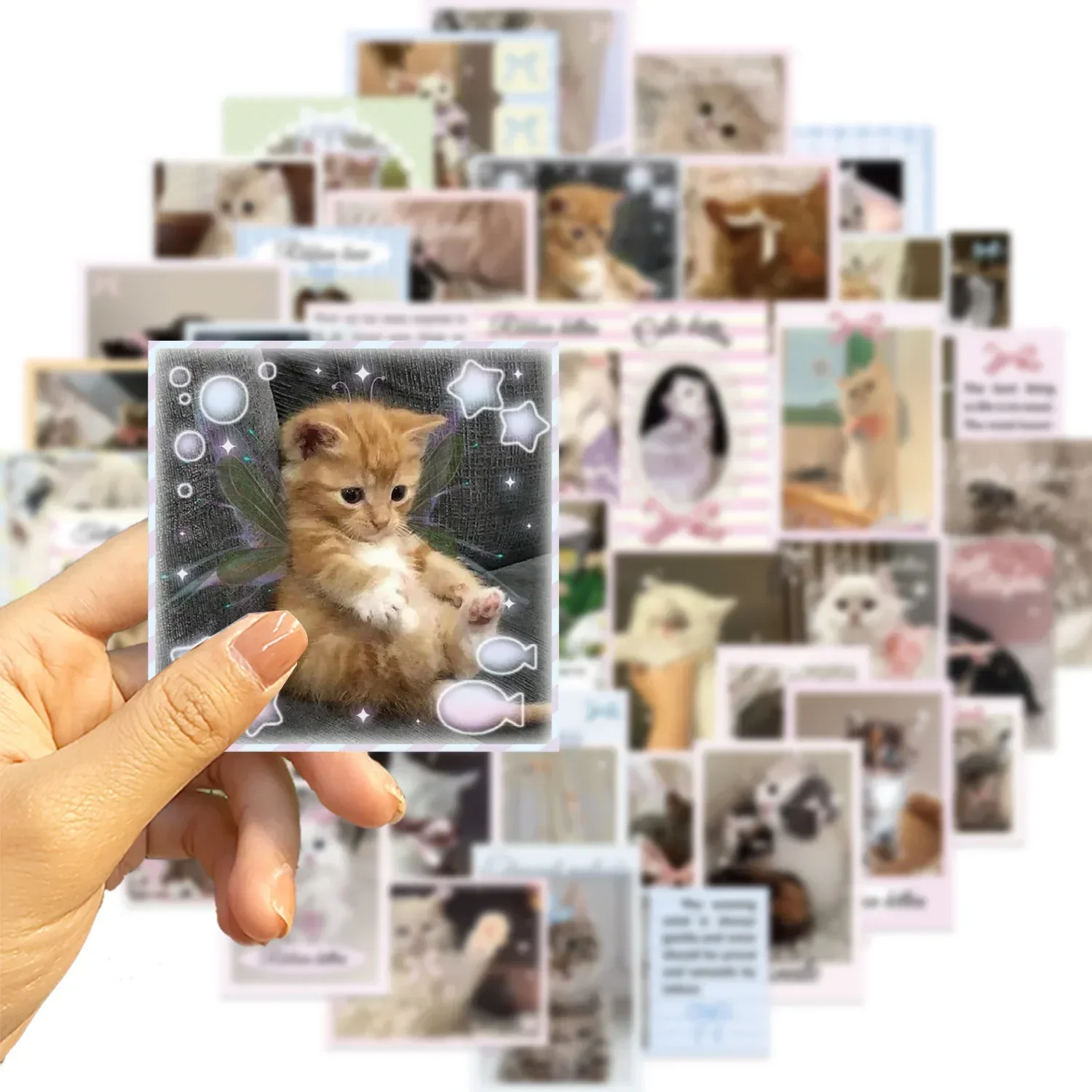 50pcs บัลเล่ต์สไตล์แมวแมวสติกเกอร์ INS สไตล์ DIY โทรศัพท์แล็ปท็อปกระเป๋าเดินทางกีตาร์สเก็ตบอร์ด Graffiti Decals ของขวัญสนุกสําหรับของเล่น