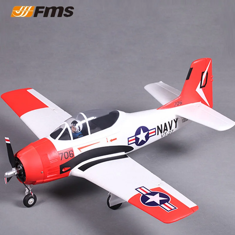 Fms 800mm T-28 v2 trojan red segunda guerra mundial modelo real aeronave asa fixa modelo de controle remoto eletrônico