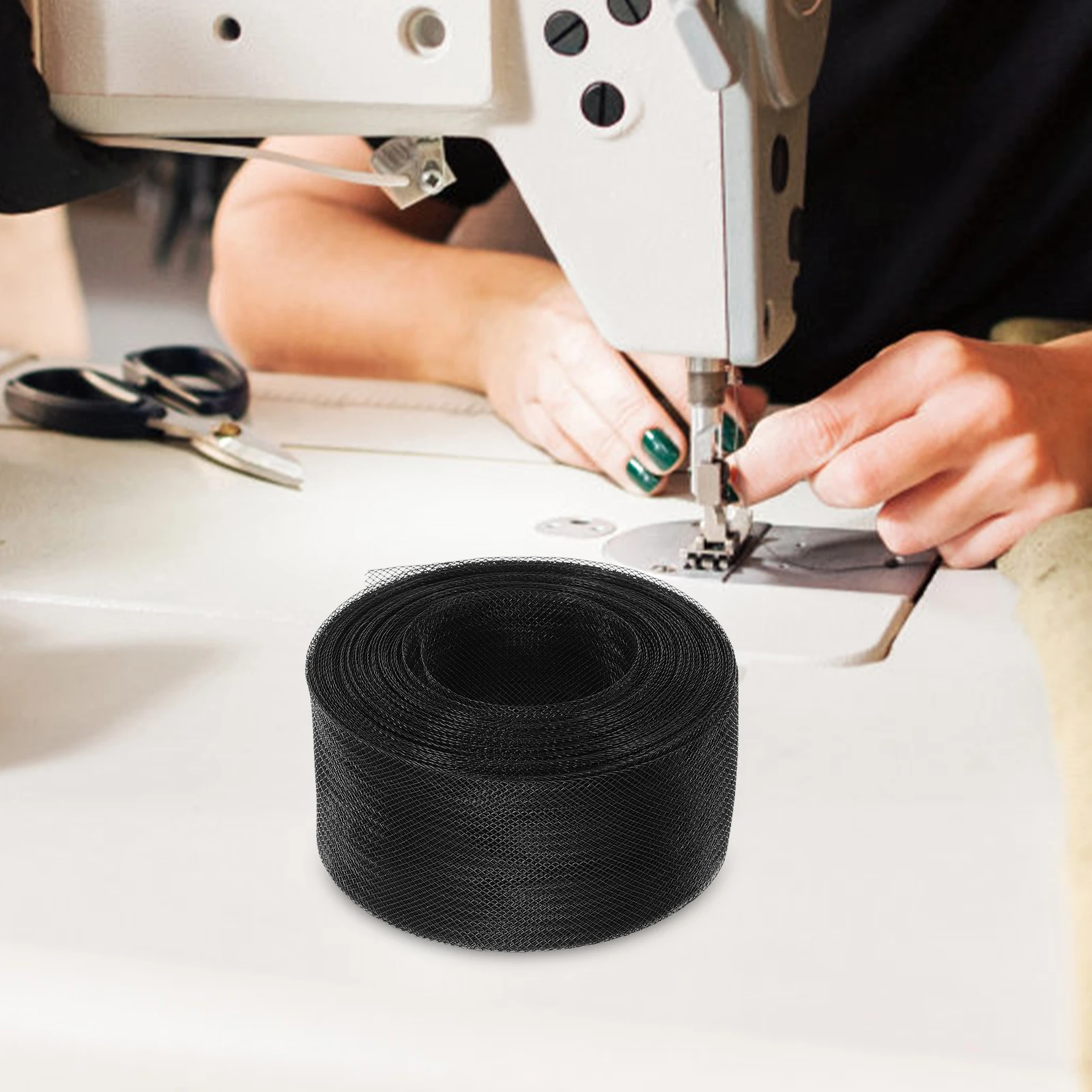 

Fishbone Elastic Net 5cm Polyester Mesh Fabric Wedding Dance Dressmaking Boning Accessories Black White Shaping Horsehair Braid