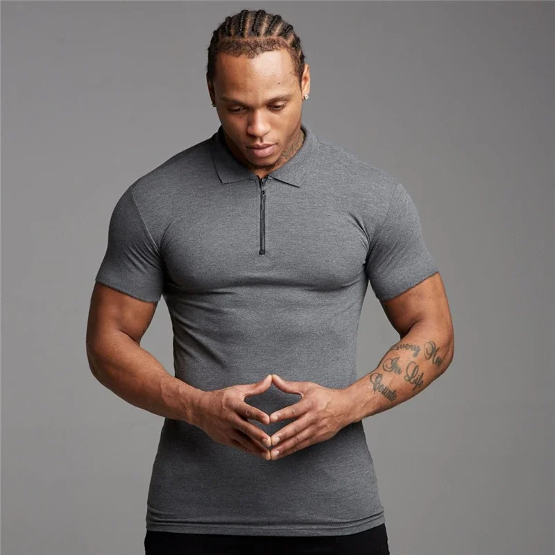 New Arrival Cotton Men Polo Shirt Tops Fashion Brand Short Sleeve Gym Bodybuilding Fitness Polo Shirt Homme Camisa