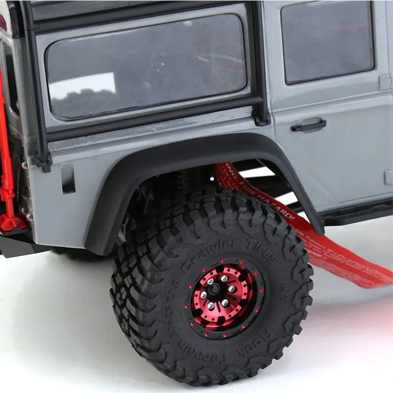 RC Car 4pcs Metal 1.0 Beadlock Wheel Rim Rubber Tire Set for 1/18 1/24 RC Crawler Axial SCX24 TRX4M FCX24 Upgrade Parts